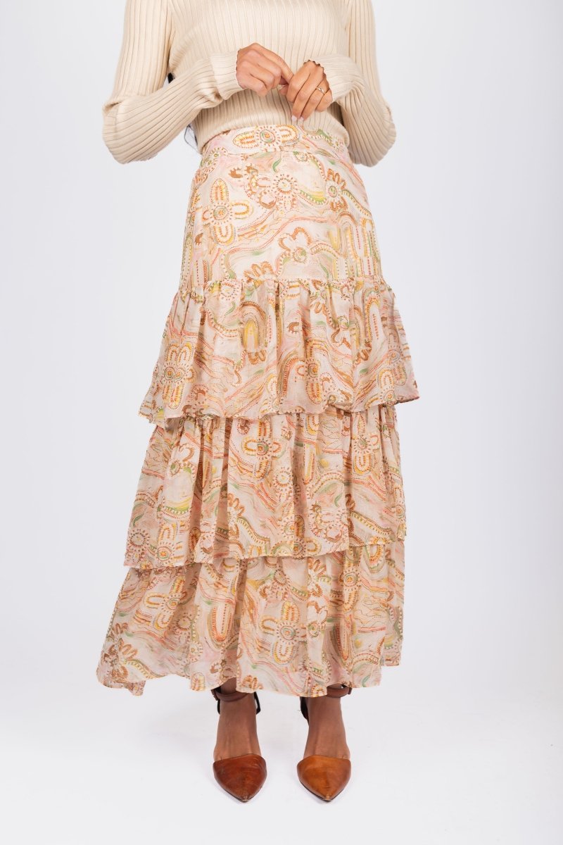 Suri Skirt (Beige/Multi) - Skirt - Yakira Bella