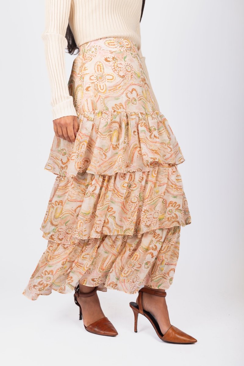 Suri Skirt (Beige/Multi) - Skirt - Yakira Bella