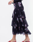 Suri Skirt (Black Flower) - Skirt - Yakira Bella