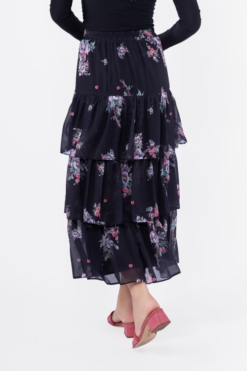 Suri Skirt (Black Flower) - Skirt - Yakira Bella