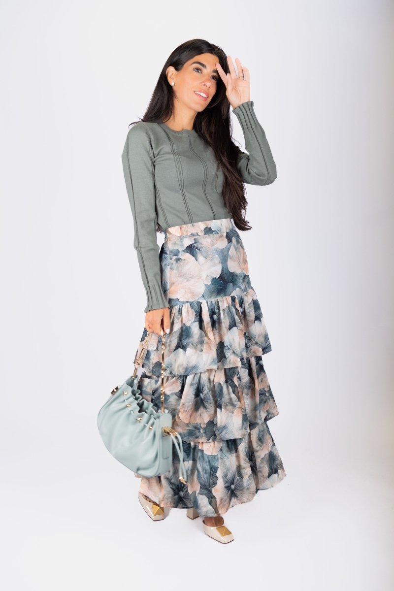 Suri Skirt (Ivory/Green) - Skirt - Yakira Bella