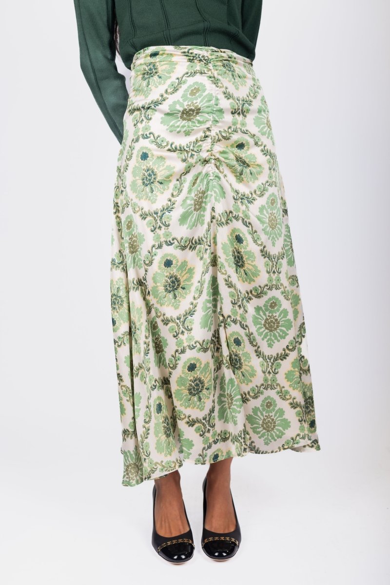 Sylvie Skirt (Green Flower) - Skirt - Yakira Bella
