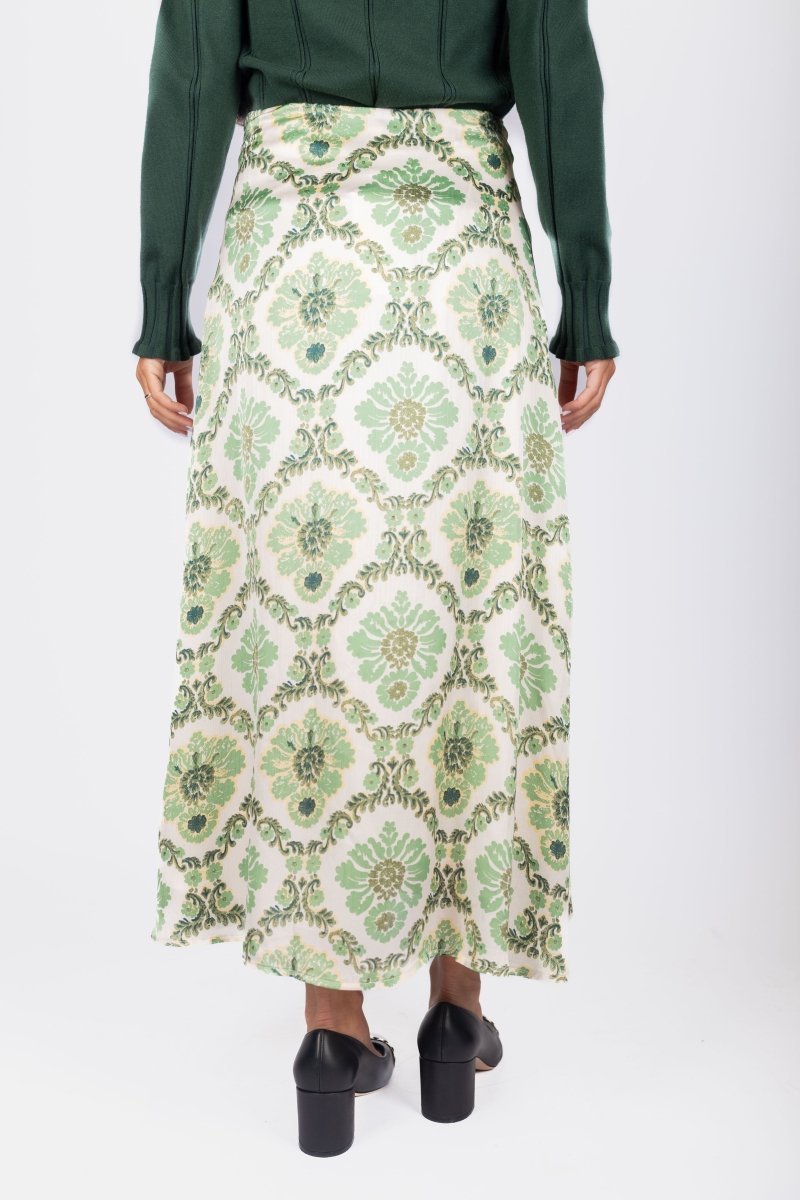 Sylvie Skirt (Green Flower) - Skirt - Yakira Bella
