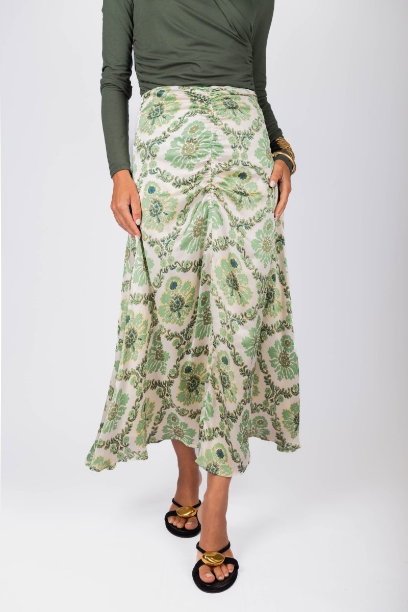 Sylvie Skirt (Green Flower) - Skirt - Yakira Bella