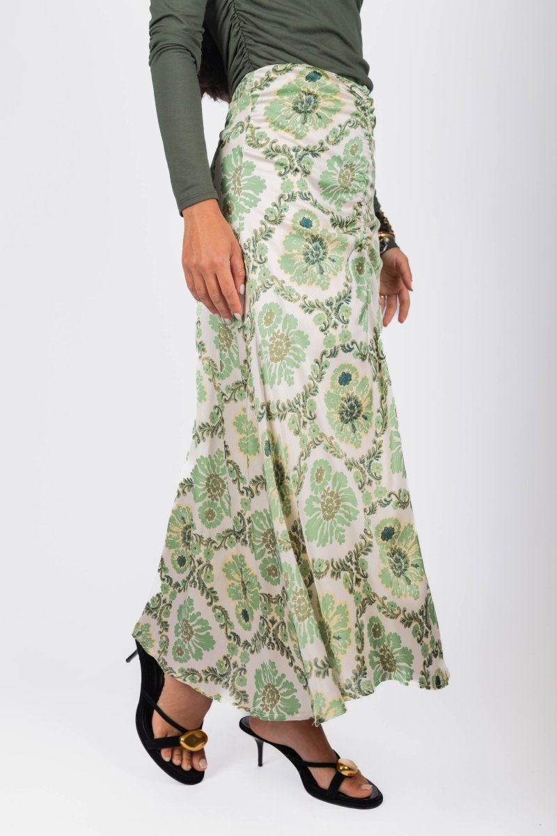 Sylvie Skirt (Green Flower) - Skirt - Yakira Bella