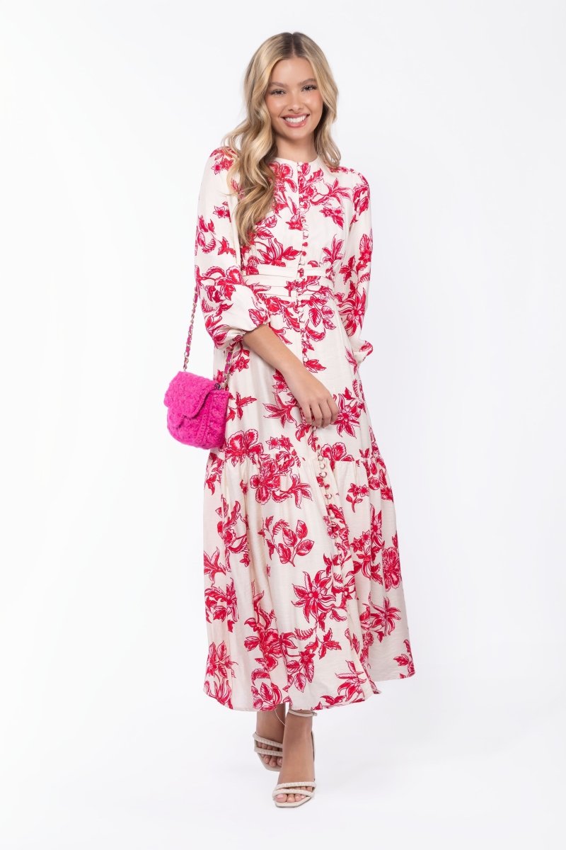 Valentina Dress (White/Pink) - Dress - Yakira Bella