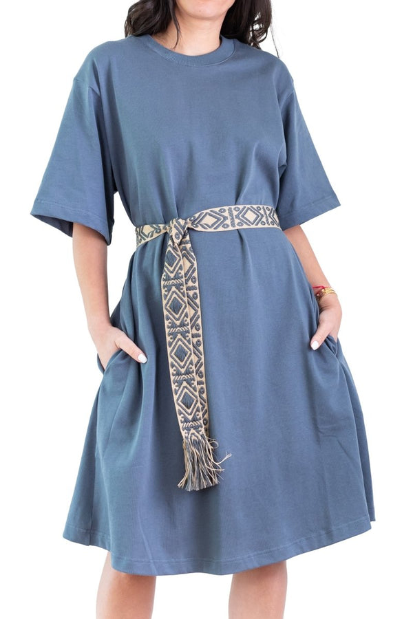 ZAHRA DRESS (GREY/BLUE) 41" - Dress - Yakira Bella