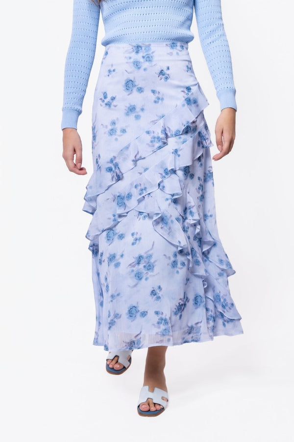 Zella Skirt (Blue Flower) - Skirt - Yakira Bella