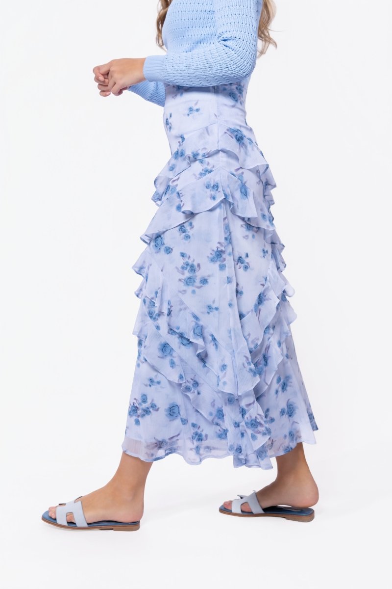 Zella Skirt (Blue Flower) - Skirt - Yakira Bella