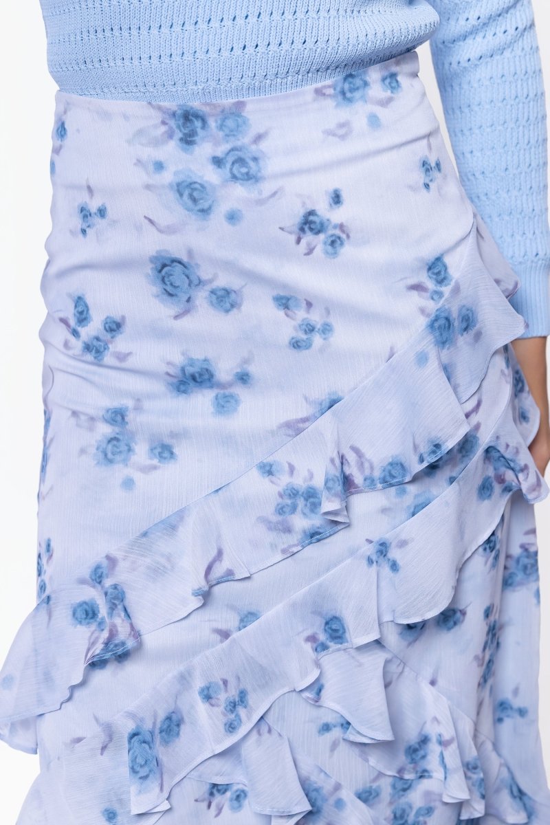 Zella Skirt (Blue Flower) - Skirt - Yakira Bella