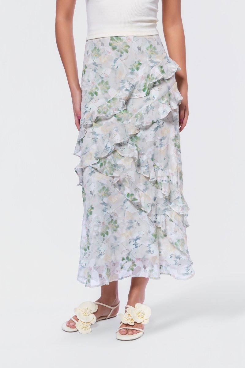 Zella Skirt (White/Green) - Skirt - Yakira Bella