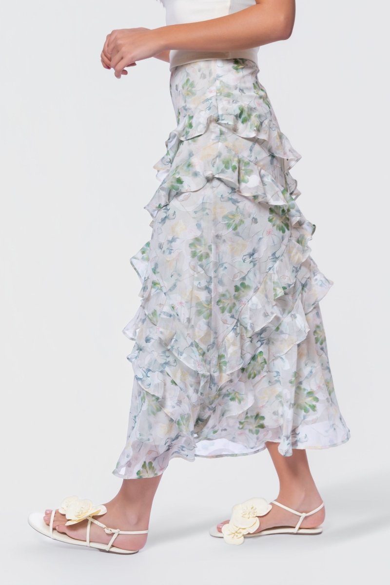 Zella Skirt (White/Green) - Skirt - Yakira Bella