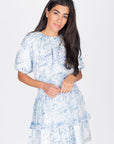 ZENA DRESS SHORT SLEEVE 36" (BLUE/MULTI) - Dress - Yakira Bella