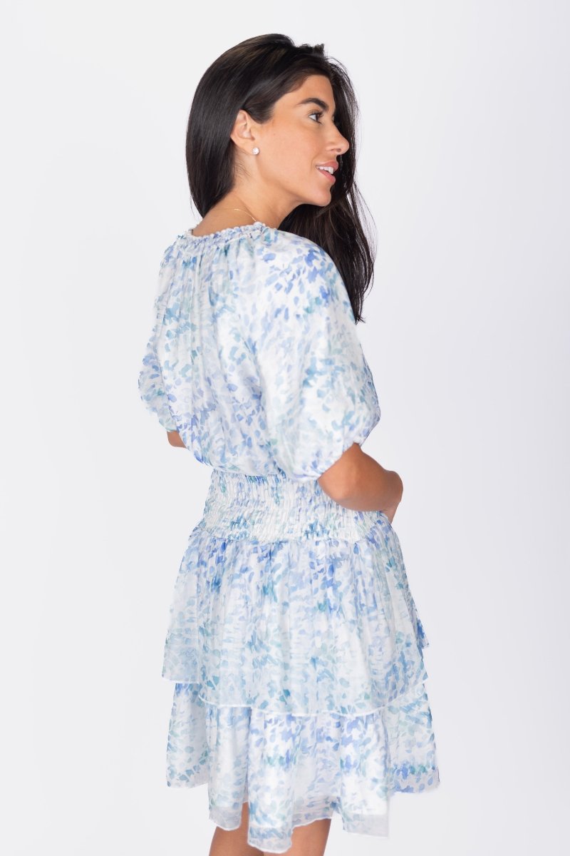 ZENA DRESS SHORT SLEEVE 36&quot; (BLUE/MULTI) - Dress - Yakira Bella