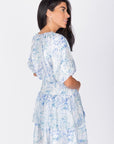 ZENA DRESS SHORT SLEEVE 36" (BLUE/MULTI) - Dress - Yakira Bella