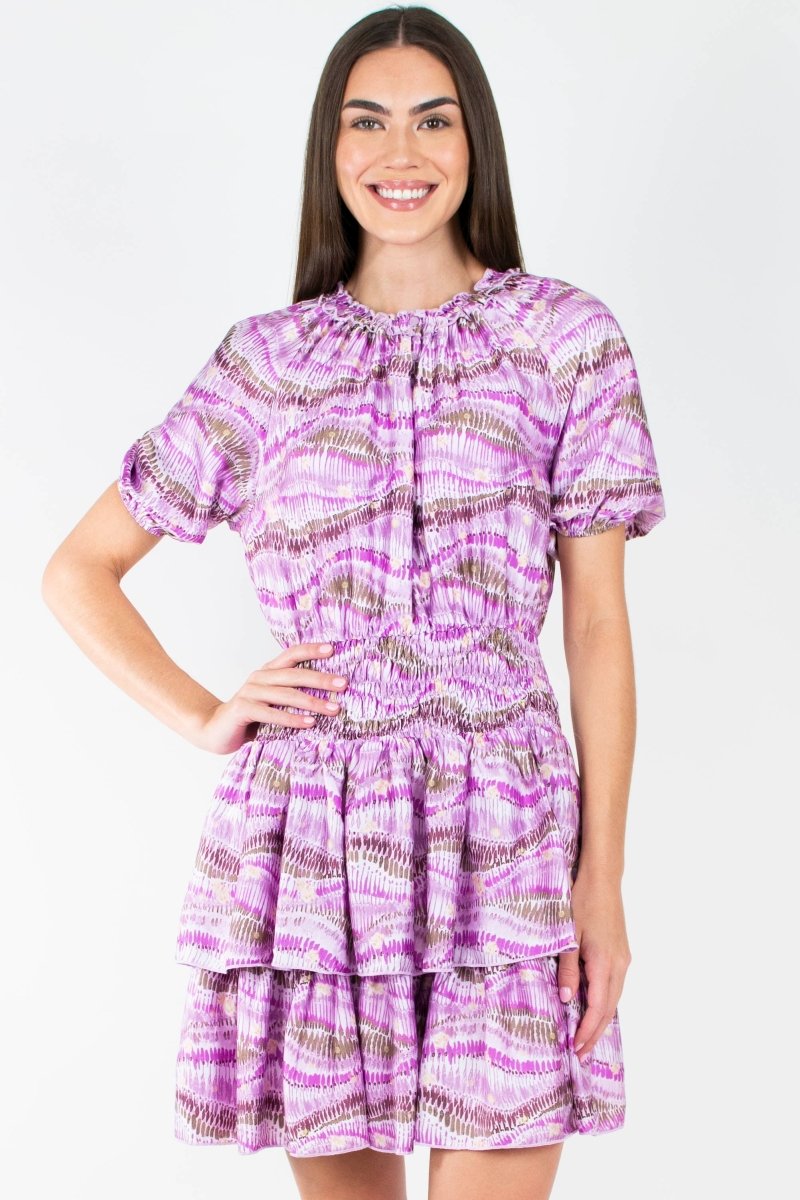 ZENA DRESS Short Sleeve (PURPLE PATTERN) 36&quot; - Dress - Yakira Bella