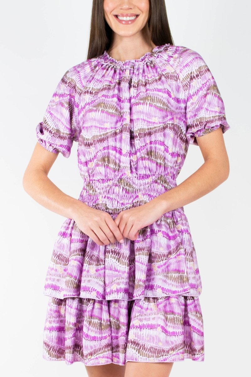 ZENA DRESS Short Sleeve (PURPLE PATTERN) 36" - Dress - Yakira Bella