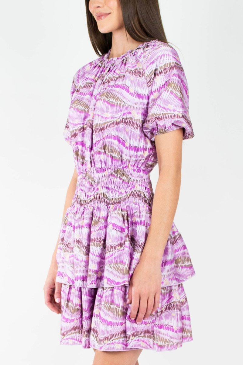 ZENA DRESS Short Sleeve (PURPLE PATTERN) 36" - Dress - Yakira Bella