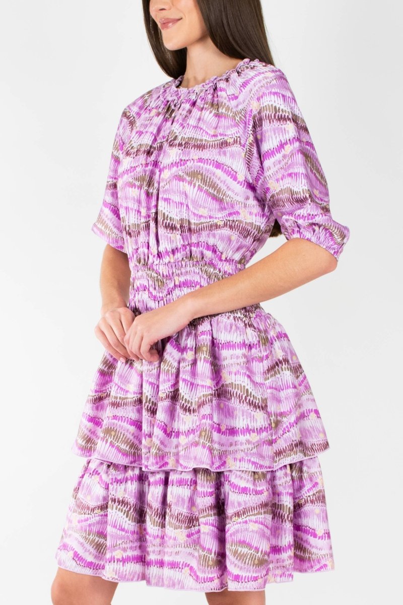 ZENA DRESS Short Sleeve (PURPLE PATTERN) 39" - Dress - Yakira Bella
