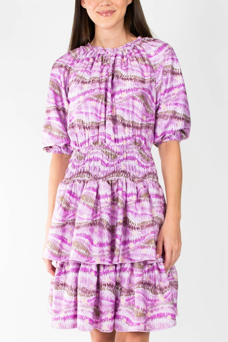 ZENA DRESS Short Sleeve (PURPLE PATTERN) 39" - Dress - Yakira Bella