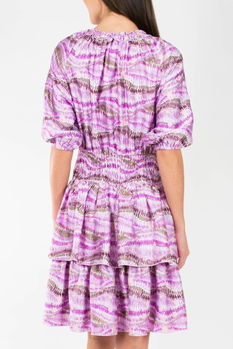 ZENA DRESS Short Sleeve (PURPLE PATTERN) 39" - Dress - Yakira Bella