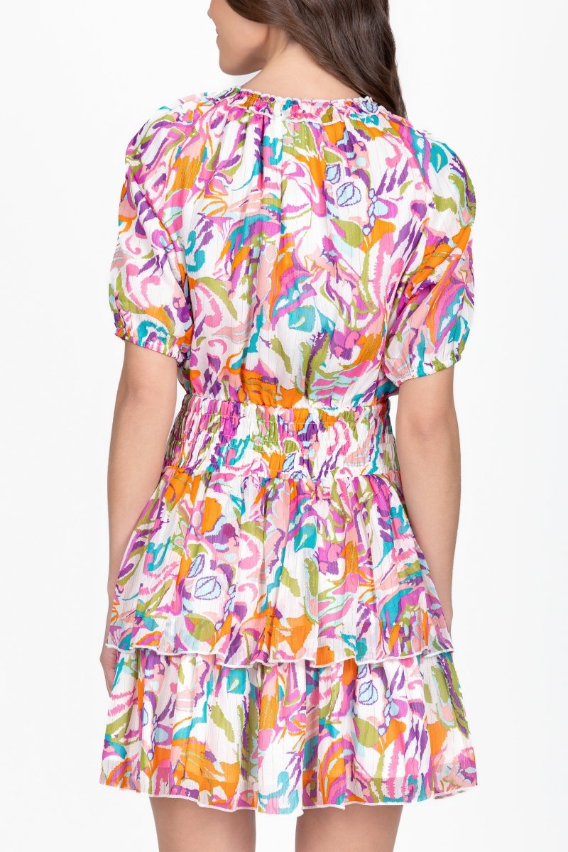 ZENA DRESS Short Sleeve (WHITE PATTERN) 36" - Dress - Yakira Bella