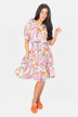 Zena Dress Short Sleeve (White Pattern) 39"