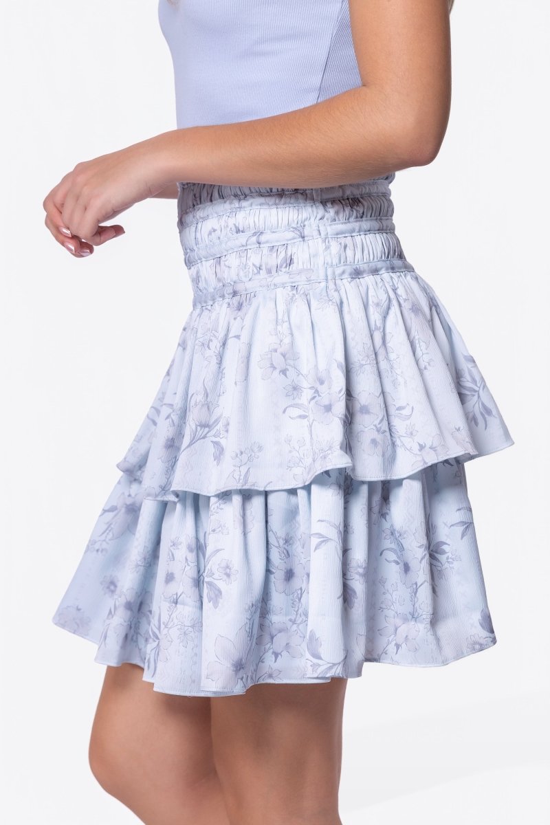 Zena Skirt 20" (Light Blue Flower) - Skirt - Yakira Bella