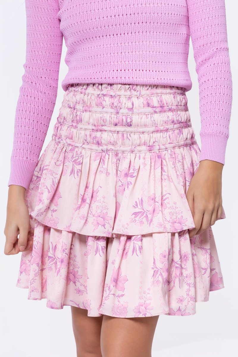Zena Skirt 20" (Light Pink Flower) - Skirt - Yakira Bella