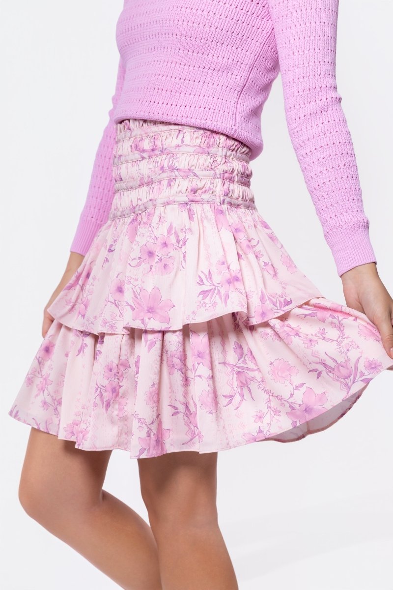 Zena Skirt 20" (Light Pink Flower) - Skirt - Yakira Bella
