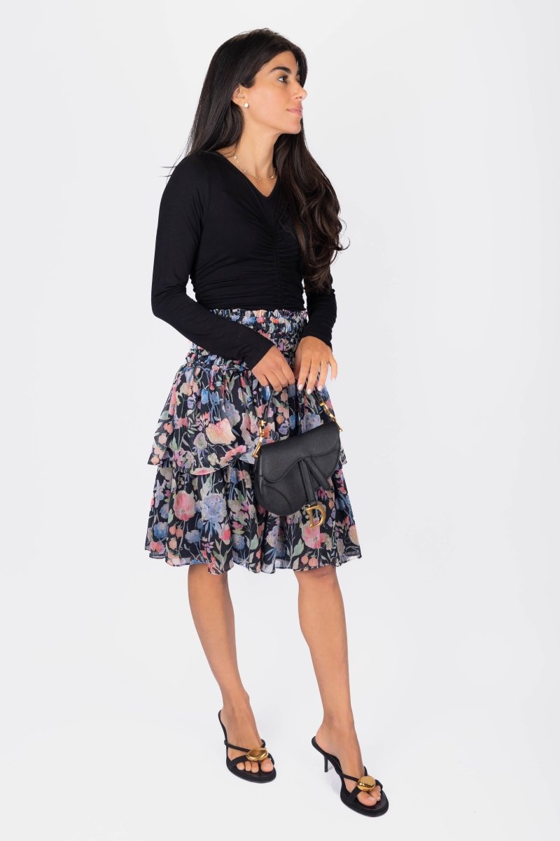 Zena Skirt 23&quot; (Black Pattern) - Skirt - Yakira Bella