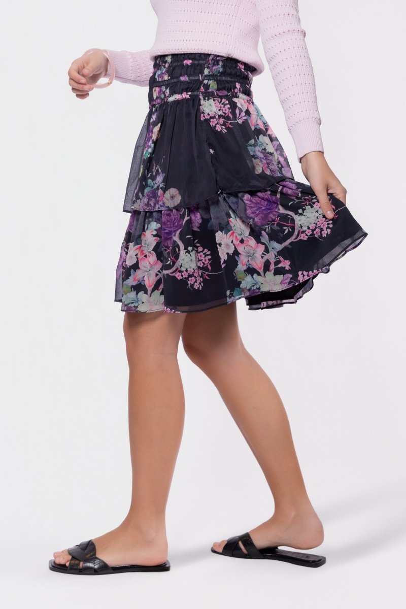 Zena Skirt 23" (Black/Purple) - Skirt - Yakira Bella