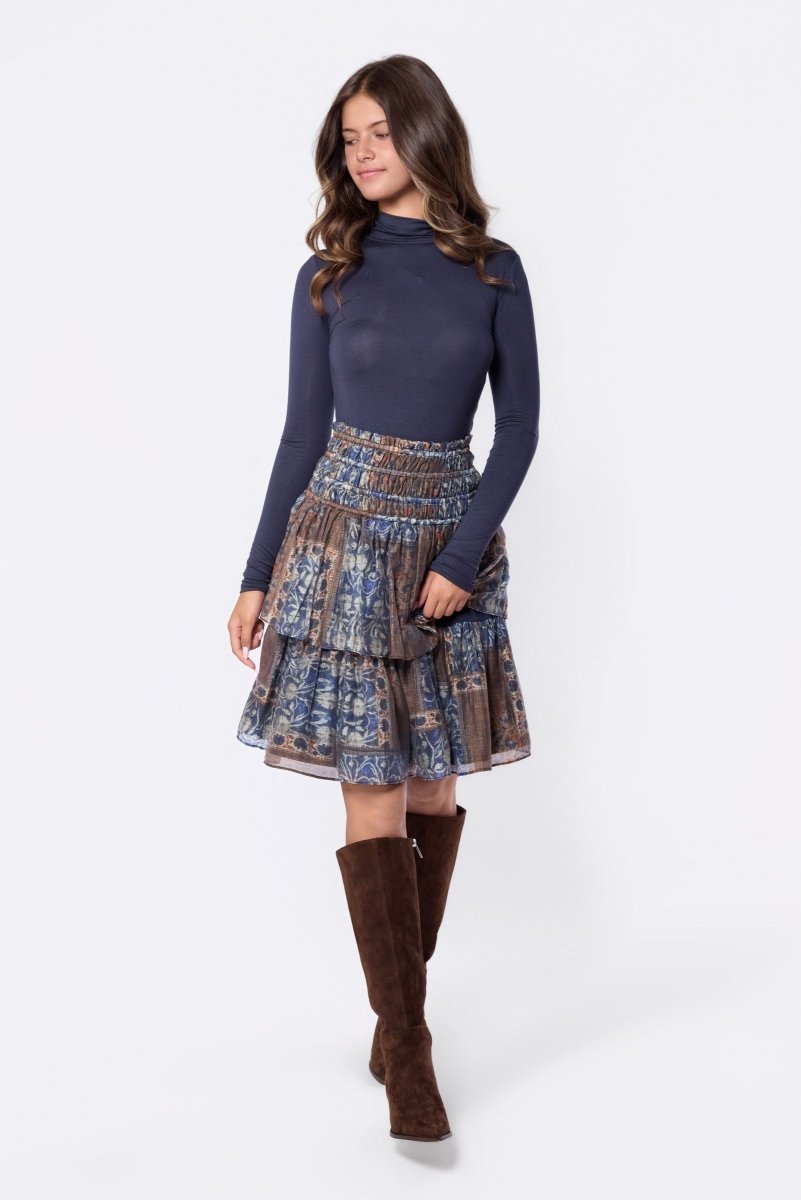 Zena Skirt 23" (Brown Blue) - Skirt - Yakira Bella
