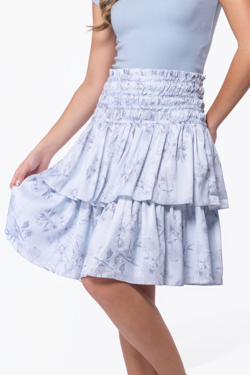 Zena Skirt 23" (Light Blue Flower) - Skirt - Yakira Bella