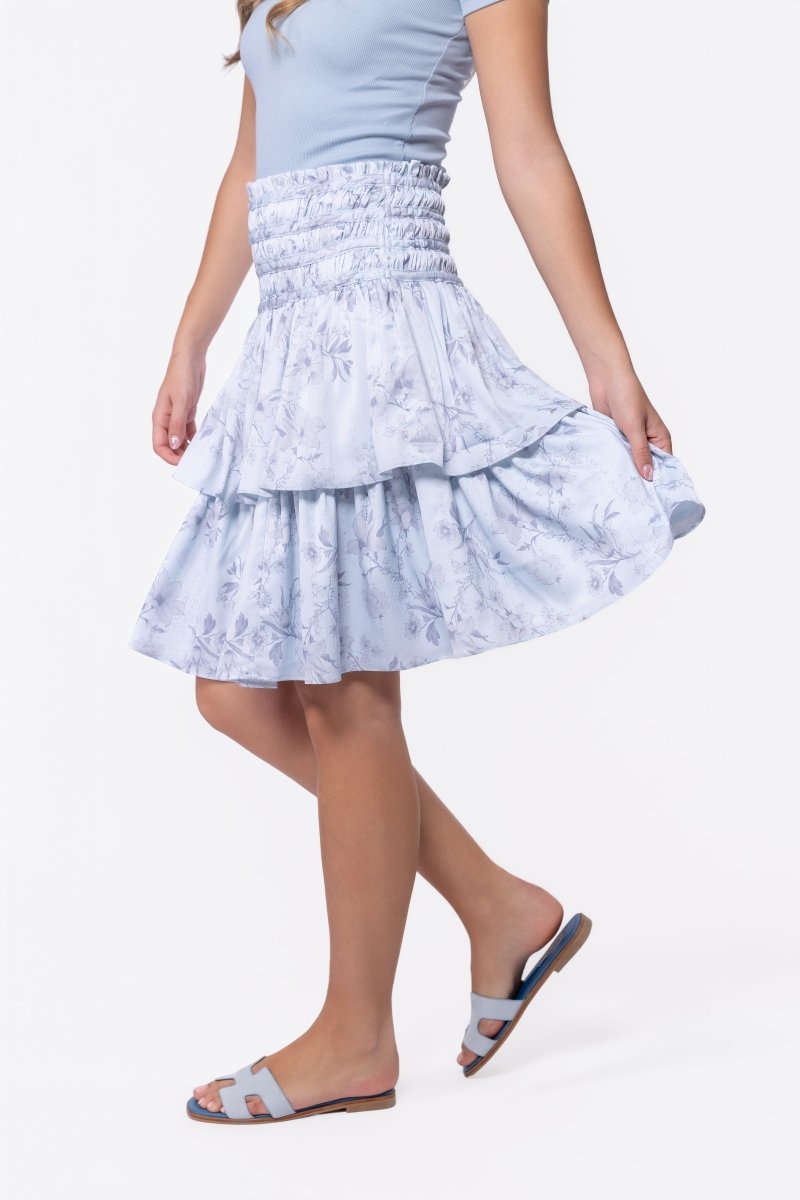 Zena Skirt 23" (Light Blue Flower) - Skirt - Yakira Bella