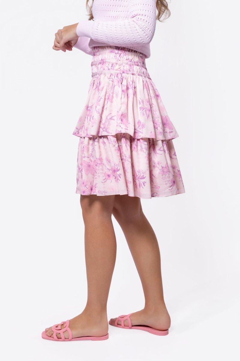 Zena Skirt 23" (Light Pink Flower) - Skirt - Yakira Bella