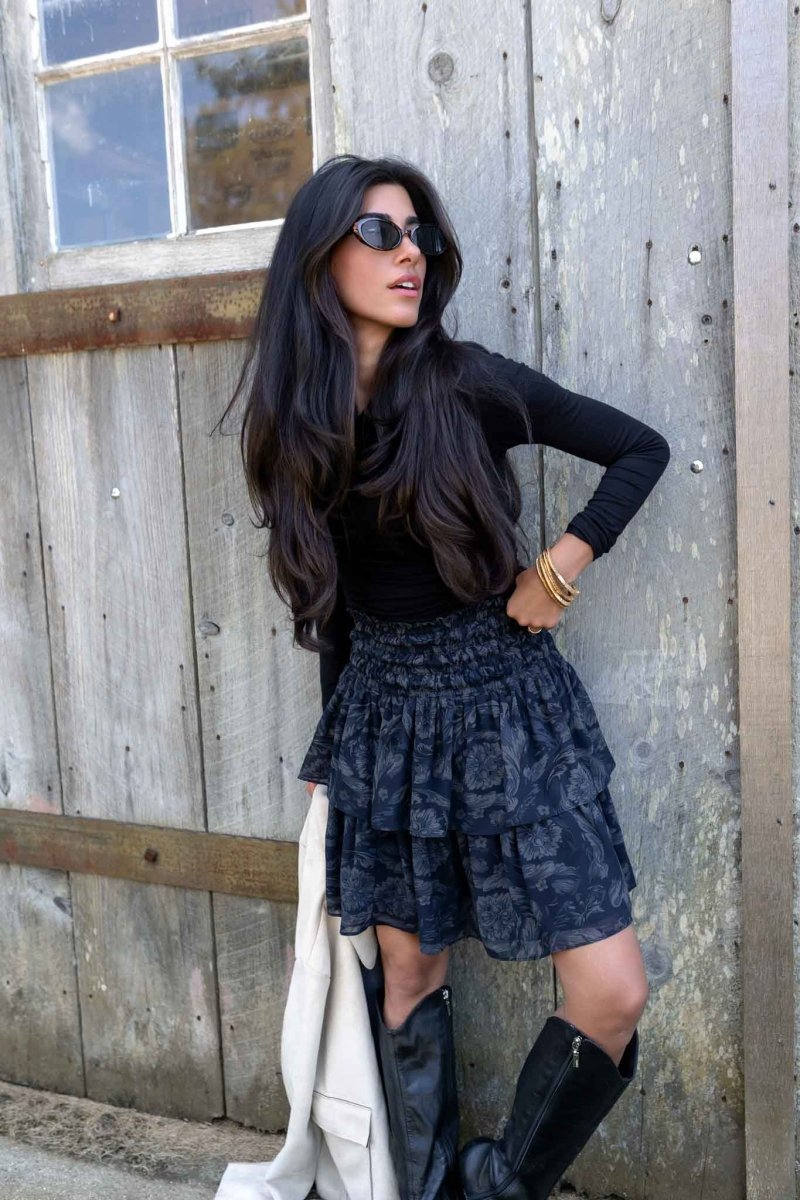 Zena Skirt (Black Ground) 20&quot; - Skirt - Yakira Bella