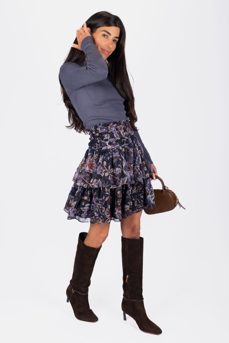 Zena Skirt (Black/Purple) 20&quot; - Skirt - Yakira Bella