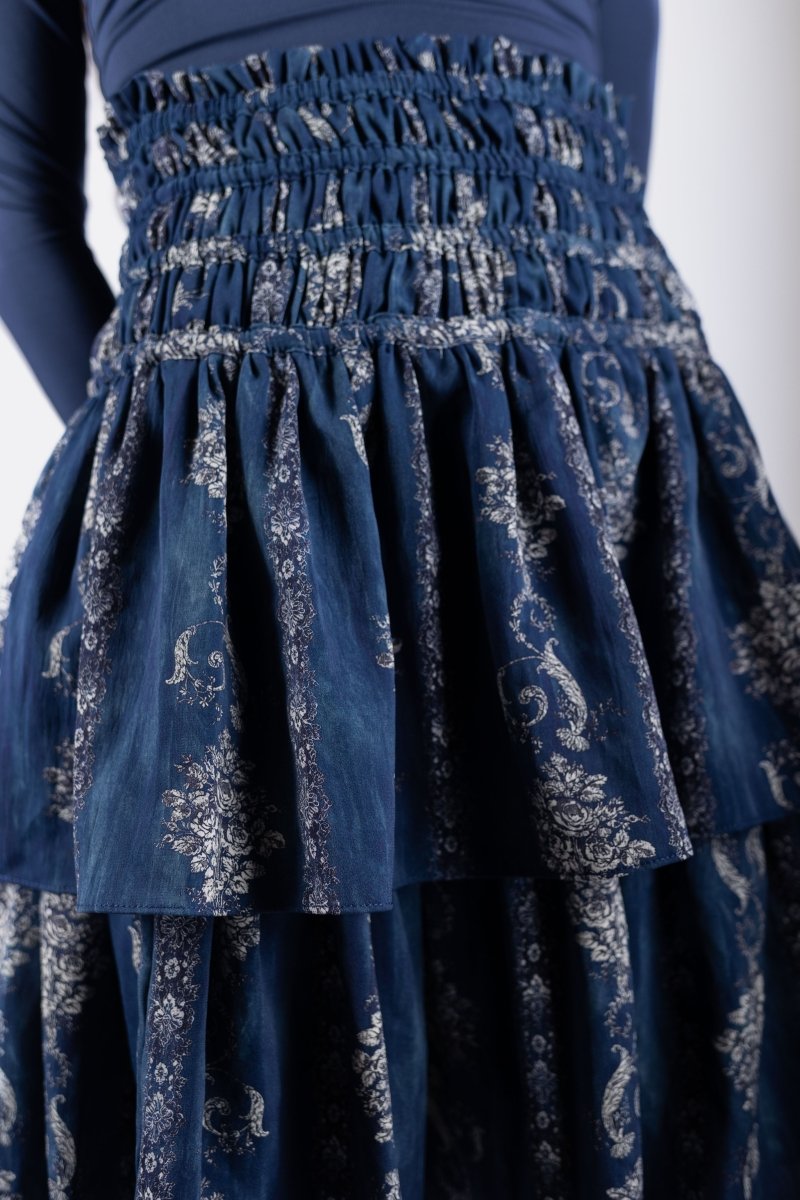 Zena Skirt (Blue Pattern) 23&quot; - Skirt - Yakira Bella