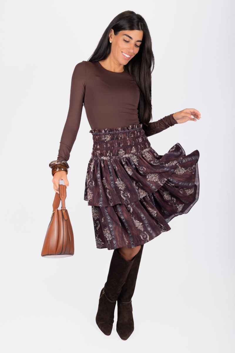 Zena Skirt (Brown Pattern) 23" - Skirt - Yakira Bella