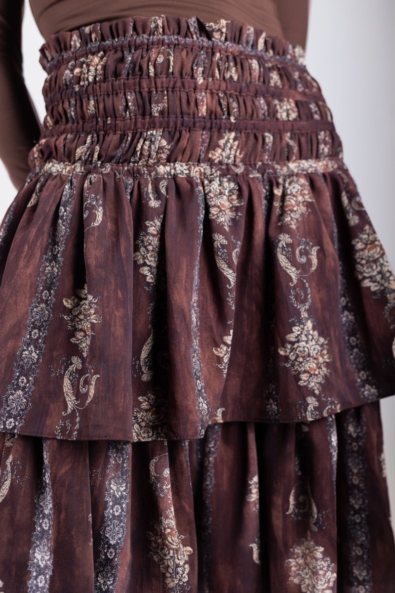 Zena Skirt (Brown Pattern) 23&quot; - Skirt - Yakira Bella