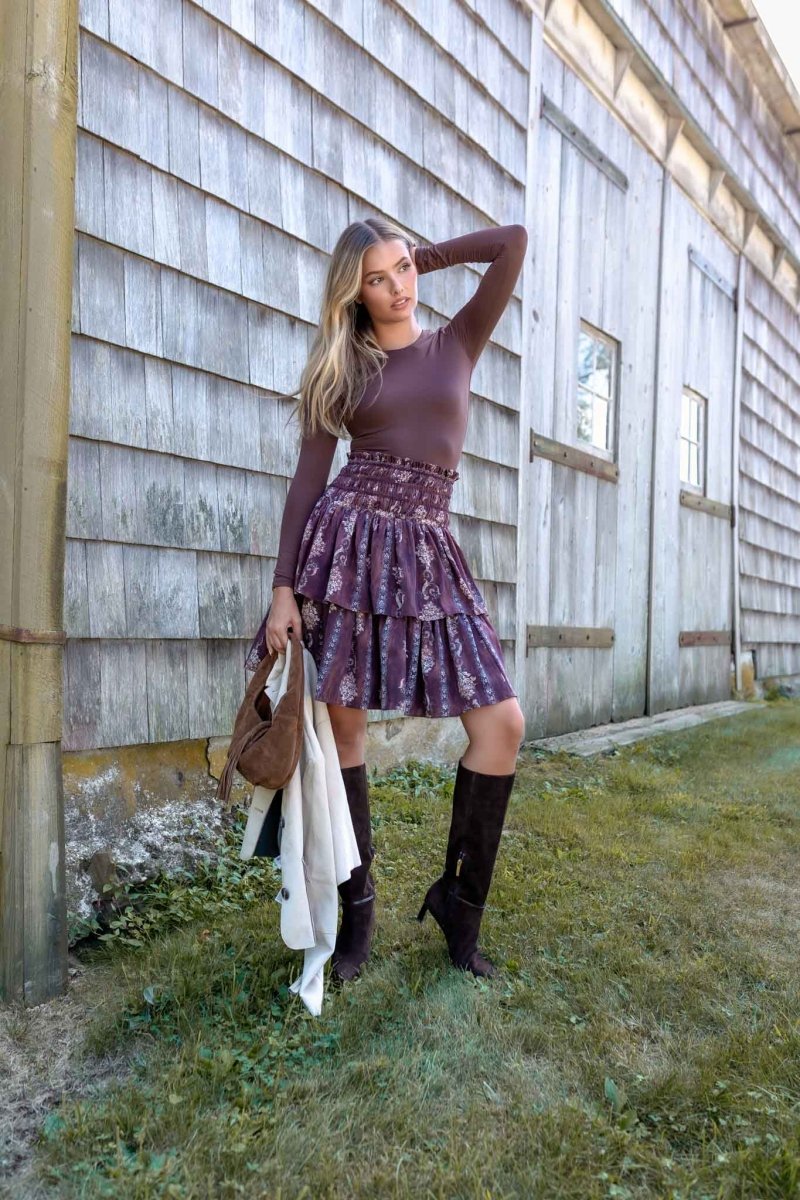 Zena Skirt (Brown Pattern) 23&quot; - Skirt - Yakira Bella