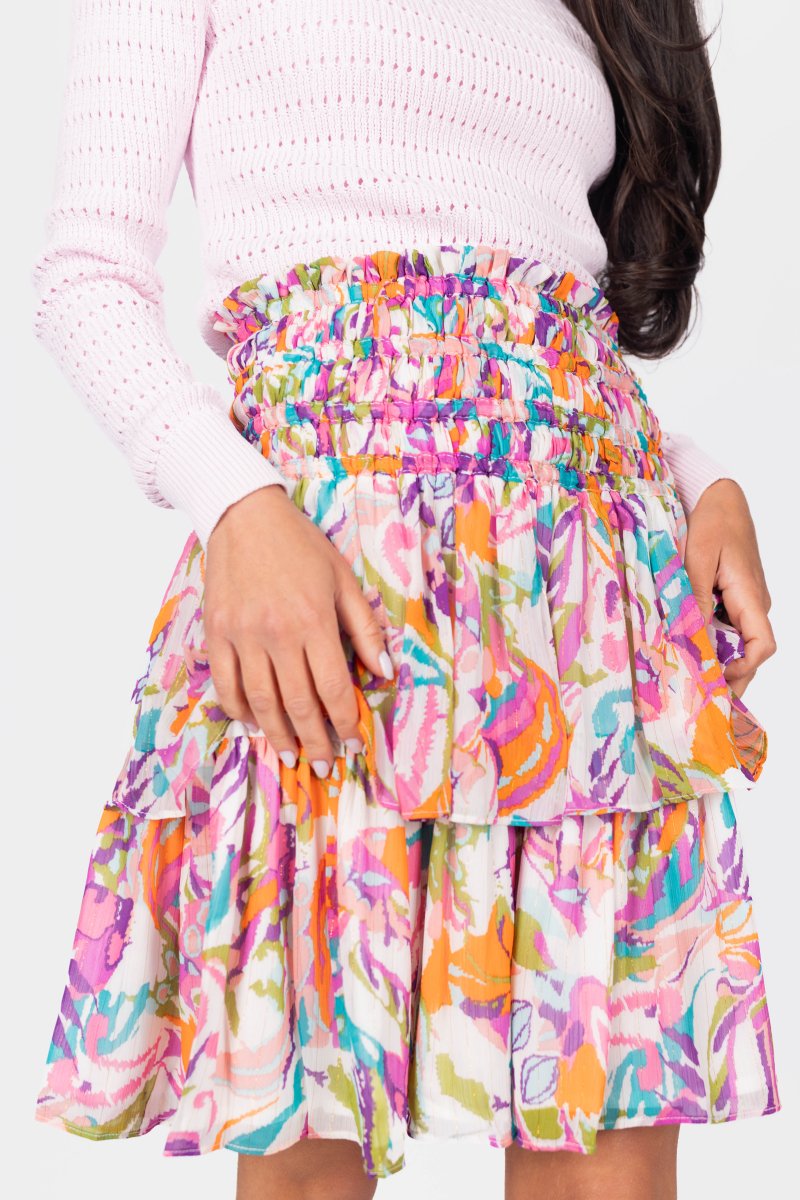 ZENA SKIRT (WHITE PATTERN) 20" - Skirt - Yakira Bella
