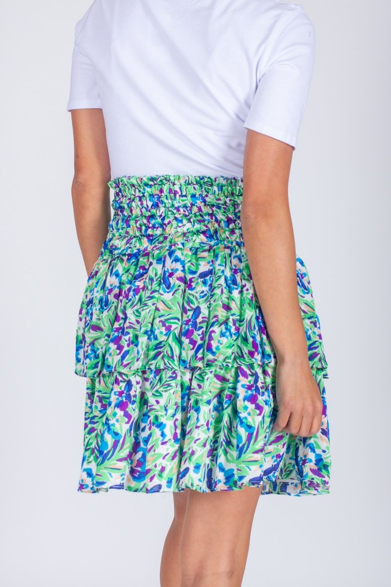 ZENA SKIRT (WHITE/GREEN) 20" - Skirt - Yakira Bella