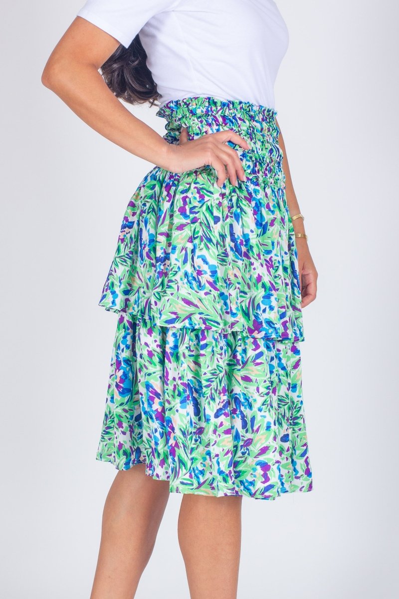 ZENA SKIRT (WHITE/GREEN) 26" - Skirt - Yakira Bella