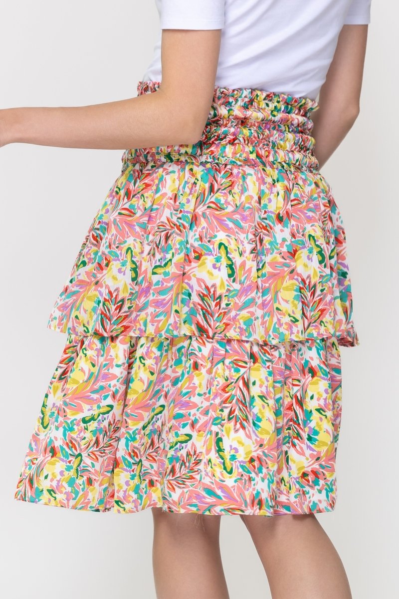 Zena Skirt (White/Pink) 26&quot; - Skirt - Yakira Bella
