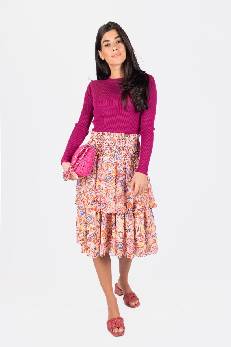 ZENA SKIRT (WHITE/PURPLE) 26" - Skirt - Yakira Bella