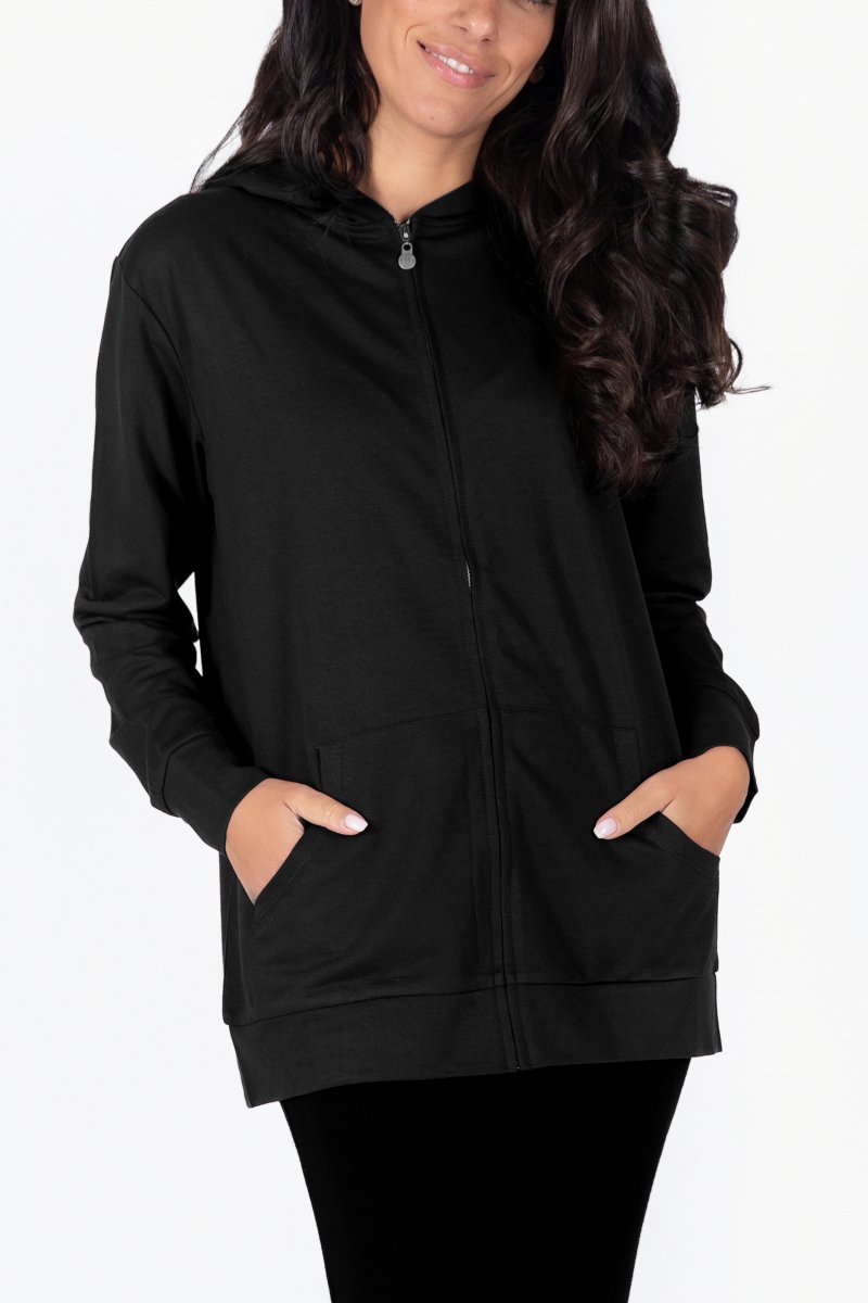 ZIP - UP CARDIGAN (BLACK) - Top - Yakira Bella