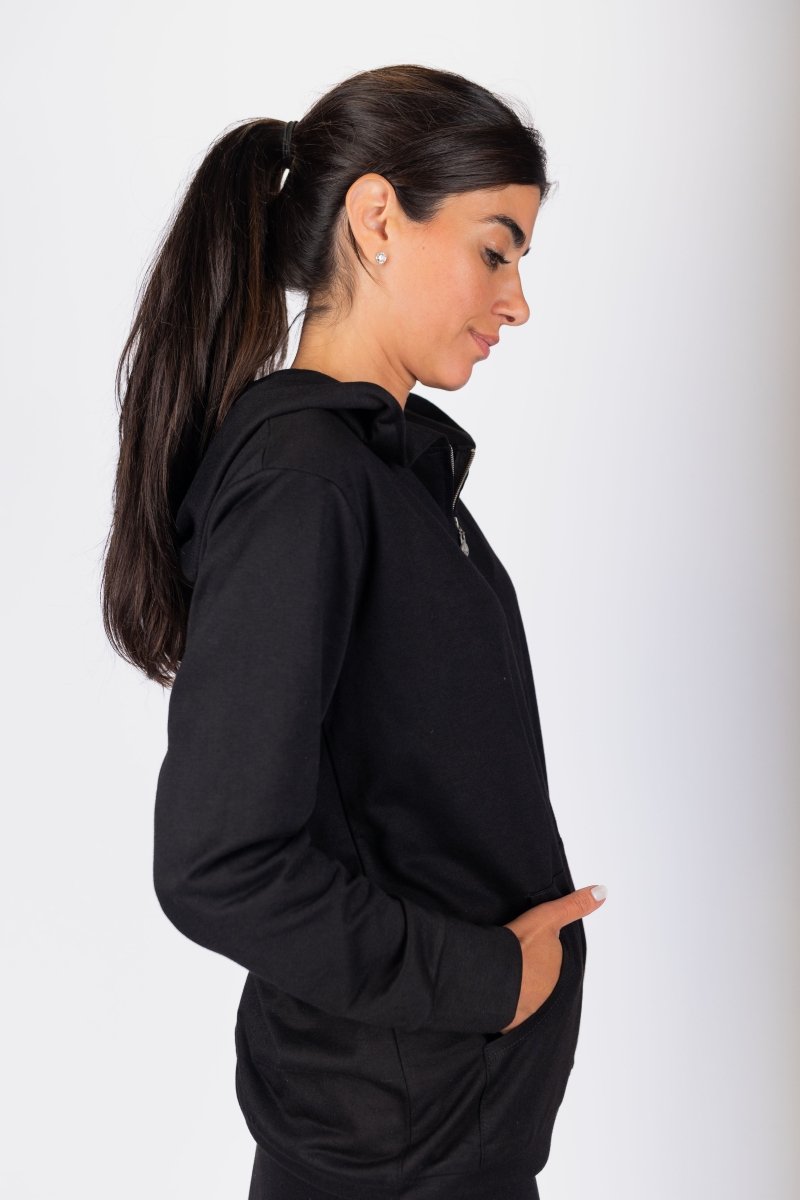 Zip - Up Cardigan (Black) - Top - Yakira Bella