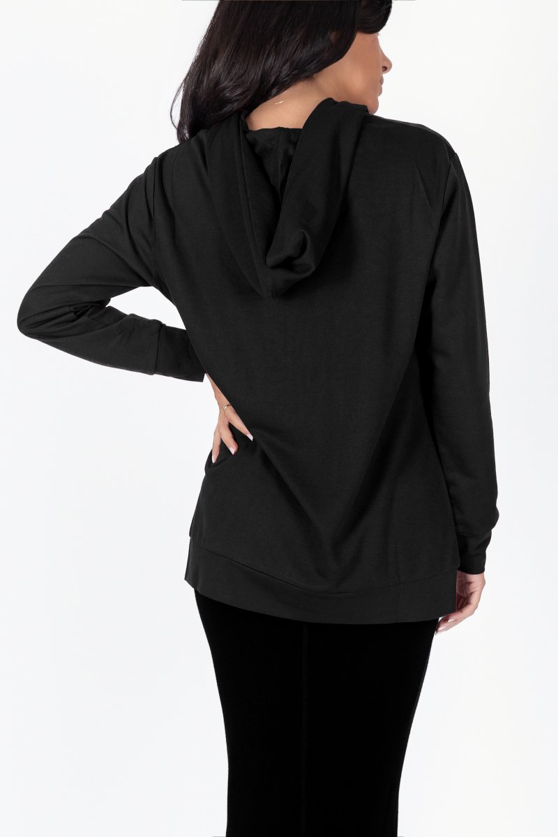 ZIP - UP CARDIGAN (BLACK) - Top - Yakira Bella